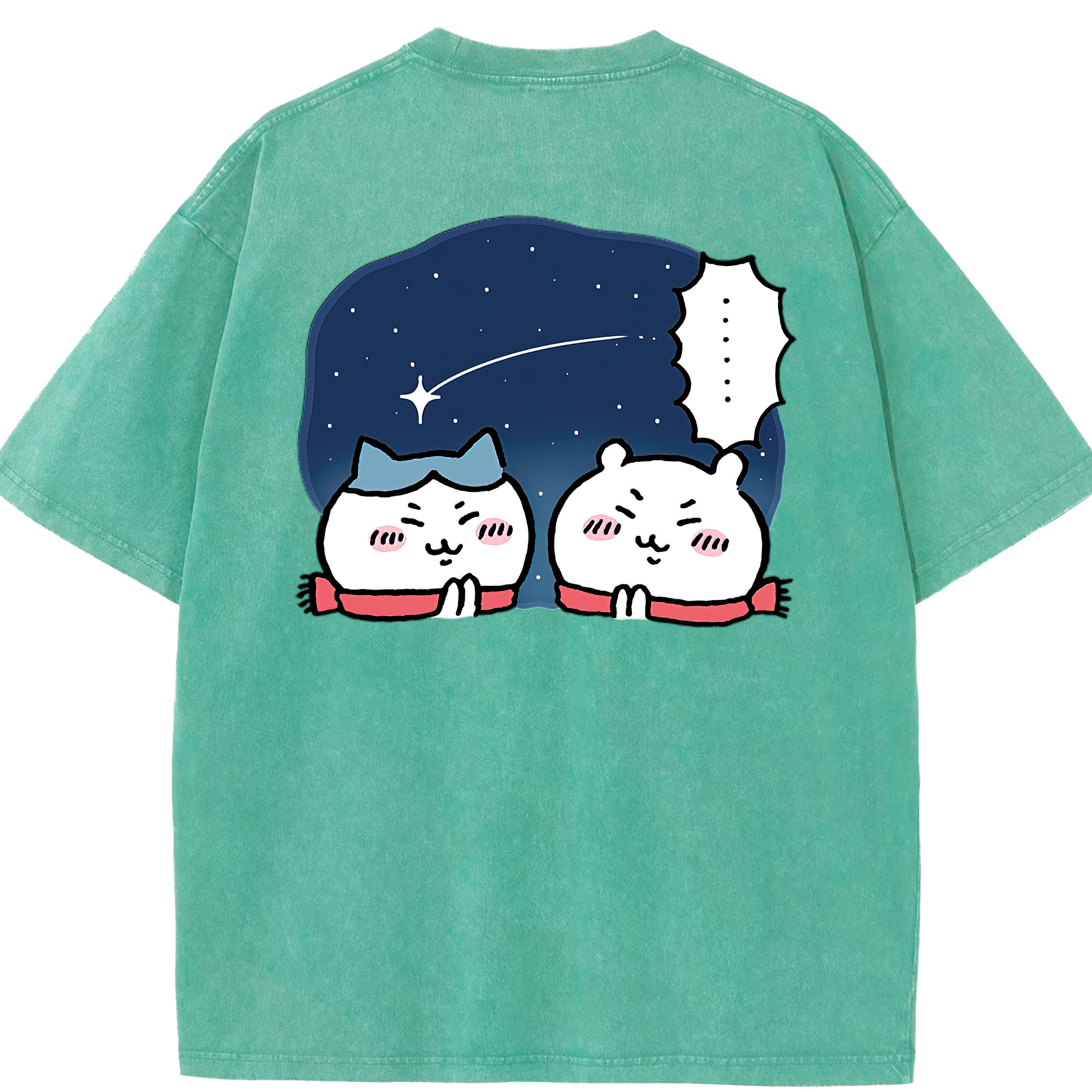 （画像用） ちいかわ ハチワレ Chii-kawa hachiware 綿100% ヴィンテージ風 半袖Tシャツ（背面プリント）